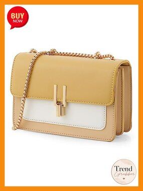 Faux Leather Color-Block Crossbody Bag Purse Shoulder Bag Turn Lock